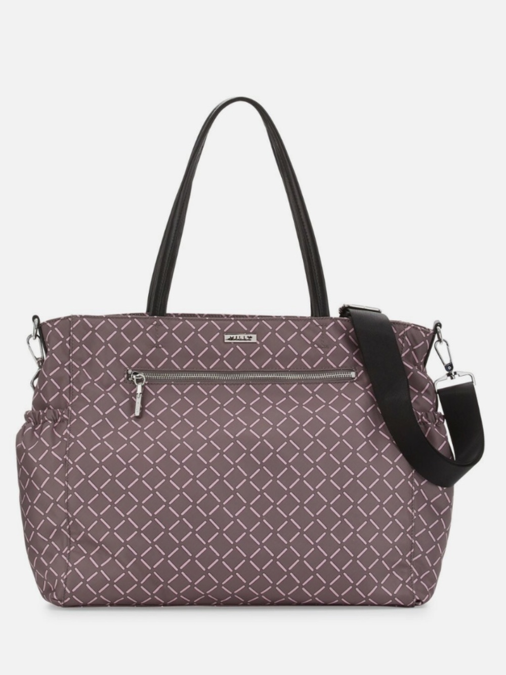 NWT Milly Luxe Baby Diaper Bag with Changing Pad in Gray and Pink